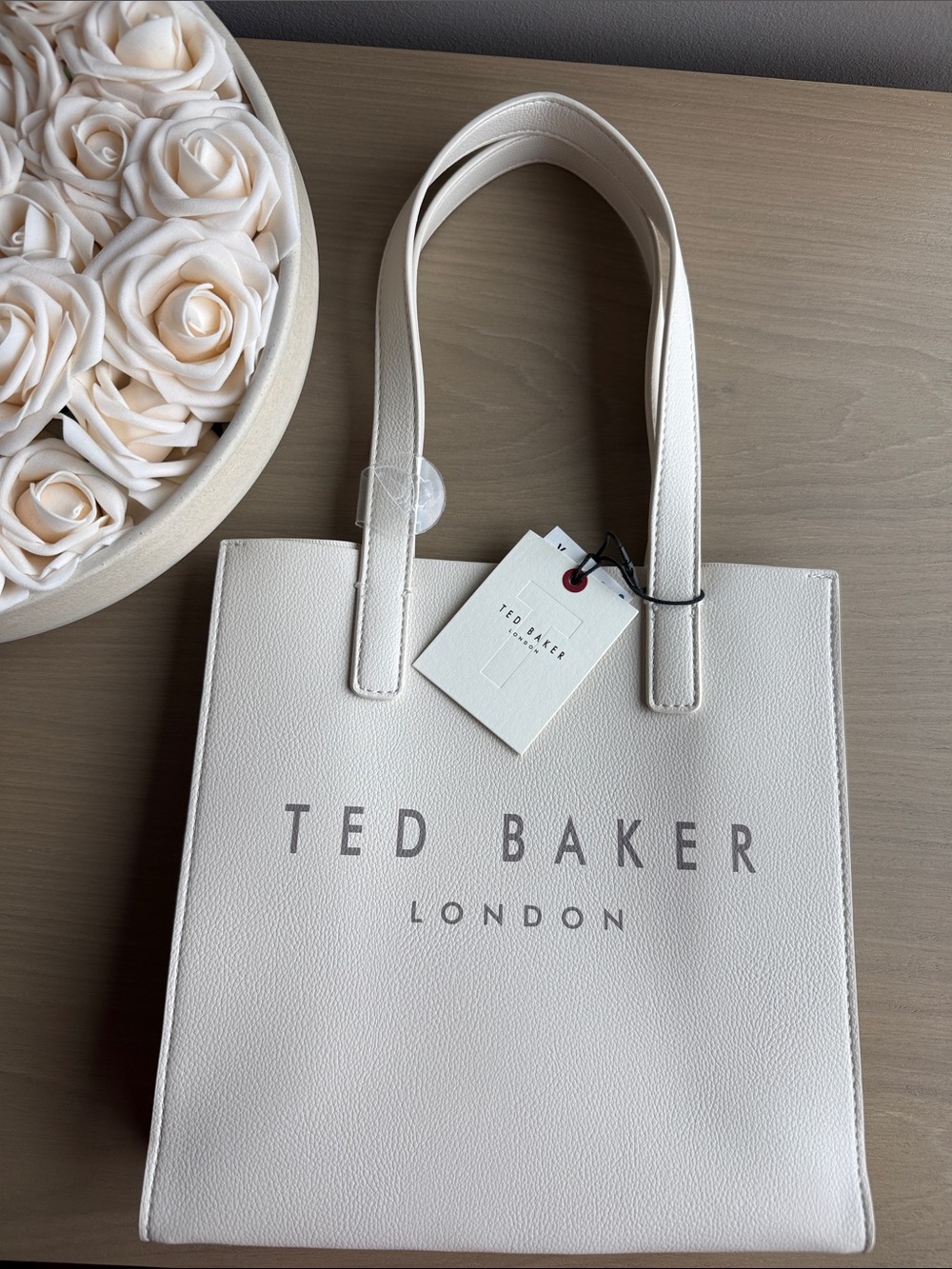Ted Baker London Structured Logo Tote Cream Ivory NWT Minimalist Shopper‎ Bag